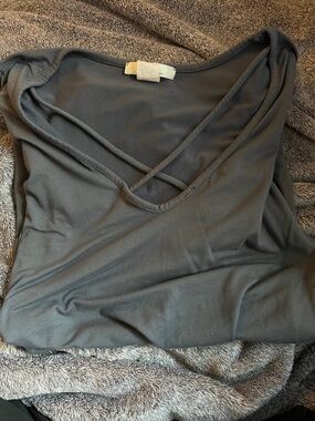 Women’s Crisscross Neck Camisole in Charcoal Black